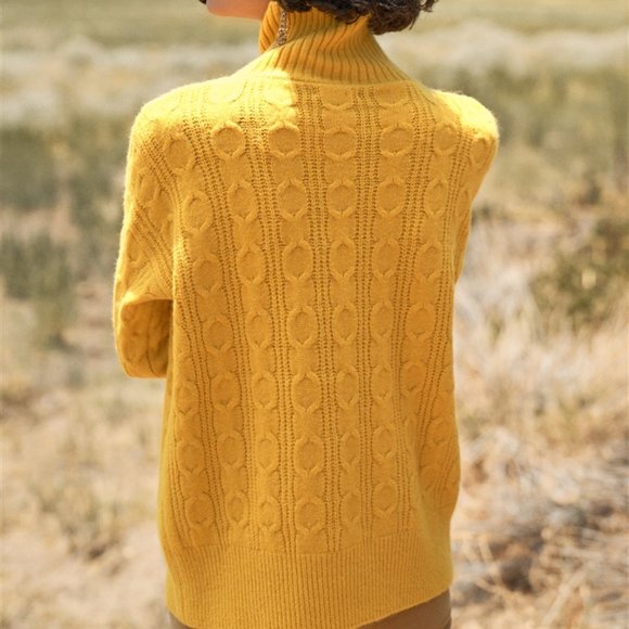 CASUAL DOLLZ Yellow Cable Knit Sweater - Picture 6 of 8